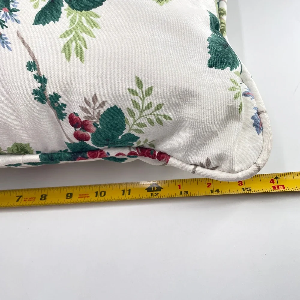 Waverly Floral Throw Pillows Cream Pink Green 16x16 Pair Traditional Cottagecore